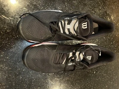 WILSON Kaos Swift Tennis Shoes Men's 9.5 Black Red Bred - Image 1 of 4