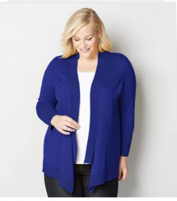 Cárdigan drapeado delantero abierto talla 18-20 suéter azul real Surf Avenue nuevo con etiquetas Foto 1 de 4