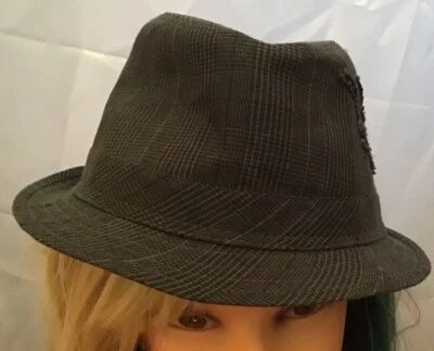 PETER GRIMM SOMBRERO FEDORA ESTAMPADO NEGRO/GRIS DISEÑO DECORACIÓN TALLA SM/MD 7  Foto 1 de 4