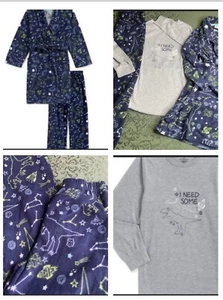 Nwt 4 5 dinosaurs space planets robe pajamas 3 pcs boys christmas fall school - Picture 1 of 9