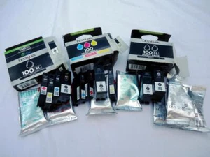 LEXMARK 100 XL BLACK & 100 THREE COLOUR 10 EMPTY CARTRIDGES NEVER REFILLED LOT 3 - Picture 1 of 3