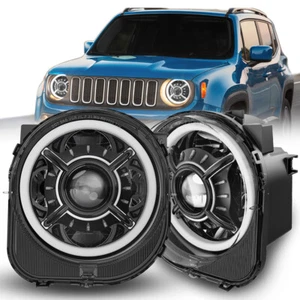 9” Inch Front LED Halo Headlights for 2015-2024 Jeep Renegade Accessories - Picture 1 of 7