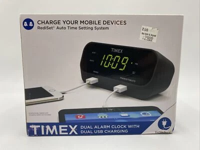 Timex T129B RediSet Dual Alarm Clock with Dual USB Charging.            G8 - Image 1 of 4