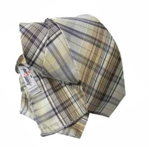 Corbata ajustada corbata y bolso de mano seda Italia completo probado beige Bco Ma - Imagen 1 de 1
