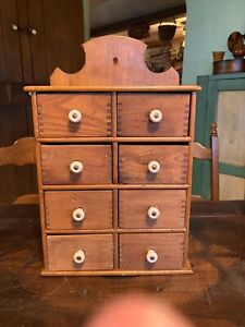 A VERY NICE ANTIQUE AMERICAN 8 DRAWER SPICE CABINET