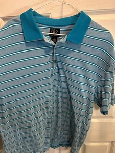 Jos A Bank Polo Shirt Mens XL Blue Stripe Short Sleeve Collared Golfing Golf - Picture 1 of 3