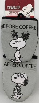 Peanuts - Snoopy Before Coffee, After Coffee Mini Oven Mitts - Image 1 of 2