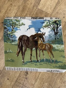 Vintage Anchor Tapestry Penelope Mare & Foal Tapestry Complete Large Horses - Picture 1 of 8