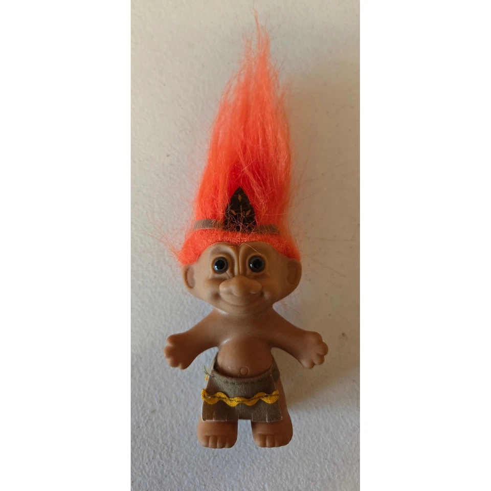 Muñeca Russ Troll de Colección Pelo Naranja Piel Marrón Traje Tribal Foto 1 de 3