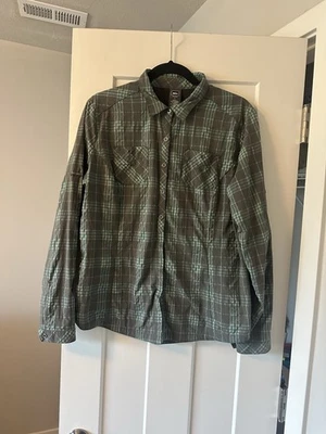 REI Women’s Plaid Button-Up Hiking Shirt Grey/Mint Green Size Large EUC - Image 1 of 4
