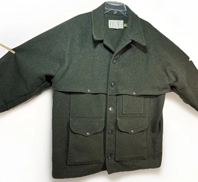 VTG C.C. FILSON Double Mackinaw Cruiser Military Green Men Sz 48 USA Jacket Coat - Image 1 of 4