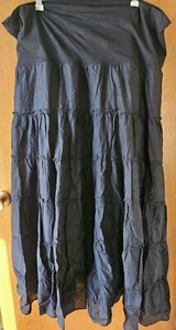 Style & Co Black Maxi Skirt Flowing 2x Ruffle Extra Wide Stretchy Waistband - Picture 1 of 3