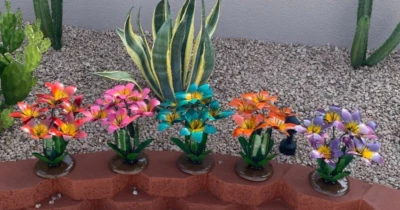 Ramo de flores de lirio de metal arte jardín decoración Foto 1 de 4