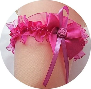  XXL Braut Strumpfband bis 80 cm rosa pink große Schleife Satin Tüll Hochzeit - Bild 1 von 3
