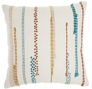 Multicolor Embroidered Stripe Throw Pillow - Picture 1 of 5