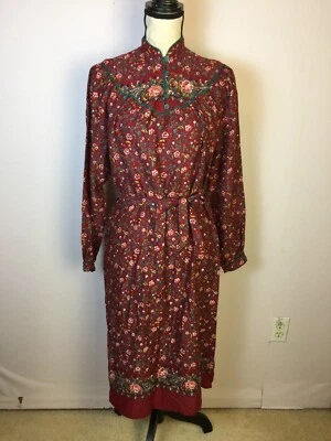 Vintage 80s Nordstrom Point of View Dress Sz 5/6 Womans Red Floral Belted Pocket - Image 1 of 4