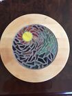 handmade premium stained glass mosaic plate, wall art, wooden plate