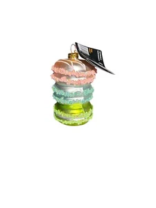 Robert Stanley Glass Stacked Macarons Christmas Ornament French Pastry Food NEW - Picture 1 of 6