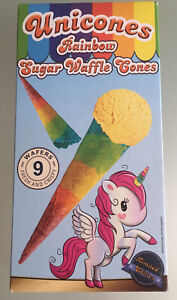 9 Rainbow sugar Waffle Ice Cream Cones wafers Food Party Unicorn Gay Pride LGBT