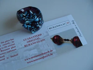 Ring Made Of Original Murano Glass Jewelry Unique Handmade Colorful Size 20.5 - Picture 1 of 7