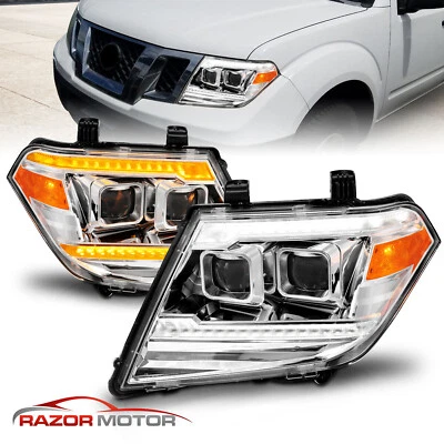 2009-2020 For Frontier LED DRL Switchback Sequential Signal Chrome Headlights - Image 1 of 4