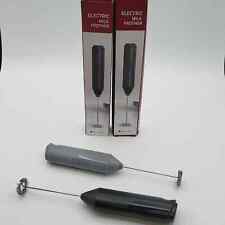 Electric Milk Frother Battery Operated Gray Stainless Steel Whisk New