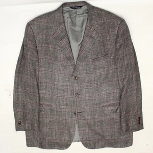Coppley Mens Sport Coat 48R Gray Brown Pink Plaid Silk Wool Linen Thomas Jacket - Picture 1 of 9