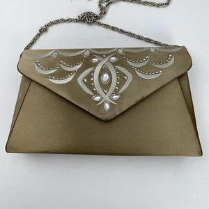Nina Dyeable Handbags Purse Handbag Jeweled Gold 9" x 5" x 2" - Picture 1 of 6