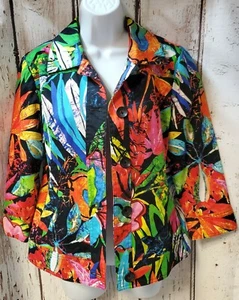 Chico's Artsy Cover-up Shirt Button Up Blazer Windbreaker Jacket Sz.0 (*B13) - Picture 1 of 8