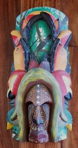 BORUCA MASKE handgeschnitzt Holz indigene Kunst aus COSTA RICA Vögel STAMMESKUNST 15" - Bild 1 von 9