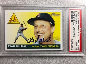 2004 Topps Heritage Real One Auto 1955 Stan Musial PSA 9 Mint
