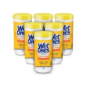 Wet Ones Tropical Pineapple Antibacterial Hand Wipes 240 Count Germ Killing W... - Picture 1 of 7
