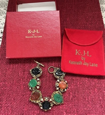 KJL KENNETH J LANE этрусский Intaglio резной римский солдат винтажный браслет - Изображение 1 из 4