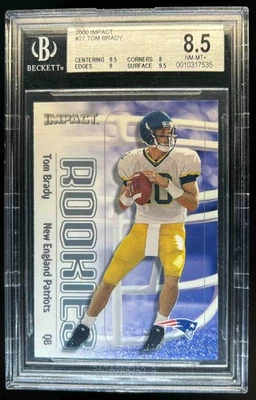 Skybox Impact Tom Brady Rookie RC #27 2000 Patriots BGS 8,5 Foto 1 de 2