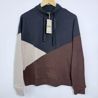 Pact Organic Cotton Colorblock Pullover Sweatshirt Womens Size M Soft Comfy NWT - Image 1 of 4