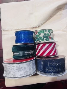 Holiday Ribbon Collection | 6 Christmas Craft Spools | Snowflake, Holly, Tree - Picture 1 of 9