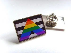 GERADE VERBÜNDETE FLAGGE GAY PRIDE REGENBOGEN REVERSNADEL ABZEICHEN KRAWATTE PIN GESCHENK - Bild 1 von 7