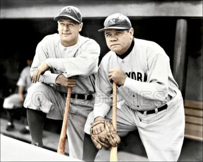Babe Ruth Lou Gehrig Photo 8X10 - New York Yankees COLORIZED - Image 1 of 4
