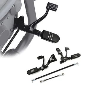 Black Forward Control FootPegs Kit Linkage Levers Fit For Harley 883 1200 09-13 - Picture 1 of 9