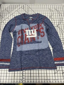 NFL New York GIants Gametime Gal TShirt Women's Long Sleeve - Blue - Large - New - Picture 1 of 9
