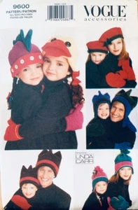 Vogue Pattern 9600 | Mens, Misses, Childs HATS CAPS & GLOVES | All Sizes - Picture 1 of 2