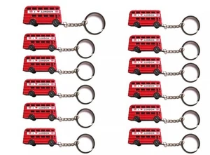 12 X Metallic London Bus Key Ring / Chain Red Tour Route Bus UK Souvenir Gift - Picture 1 of 3