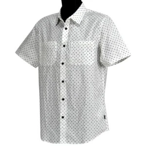 Oakley Short Sleeve Woven Shirt Mens Size M Medium White Print Collared Shirt - Picture 1 of 3