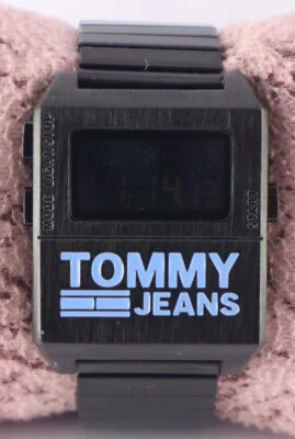 Reloj pulsera Tommy Hilfiger esfera digital correa de acero inoxidable negro todo funcionando Foto 1 de 4