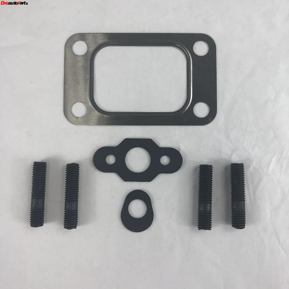 Juntas de retorno de drenaje de alimentación de aceite de 4 pernos Turbo T3 T3/T4 junta de acero inoxidable + 4 pernos Foto 1 de 4