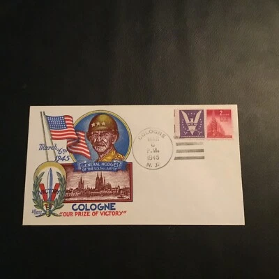 1945 STAEHLE WWII Patriotic Cachet GENERAL HODGES COLOGNE PRIZE OF VICTORY USA  - Image 1 of 2