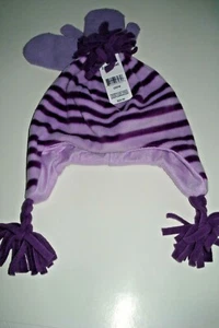 Juego de sombrero y guantes para niñas púrpura claro a rayas talla única aprox. 2-4 - Imagen 1 de 2