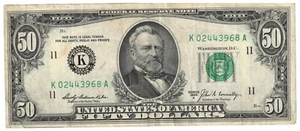 1969A  $50 DOLLAR BILL FEDERAL RESERVE NOTE USD - RARE - DALLAS TEXAS - Picture 1 of 2