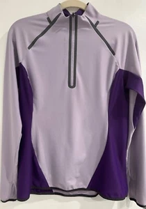 SECOND SKIN Women's 1/4 Zip Stretch Purple Athletic Shirt Running Hiking EUC - Picture 1 of 7