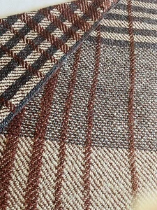 Kennebunk Throw Weavers coperta casa cottage accogliente frange tartan marrone blu crema - Foto 1 di 14